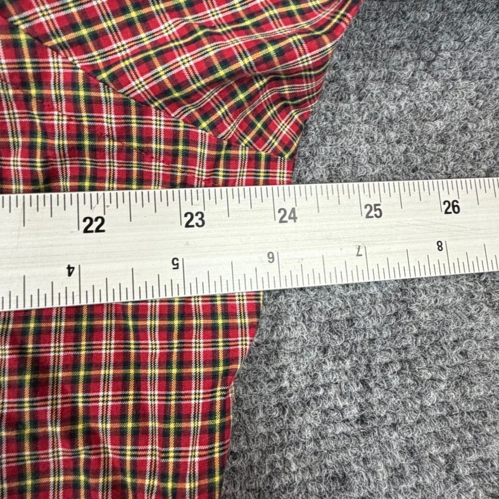 Polo‎ Ralph Lauren Mens Large Classic Fit Plaid Button Down Shirt Red Green Pony